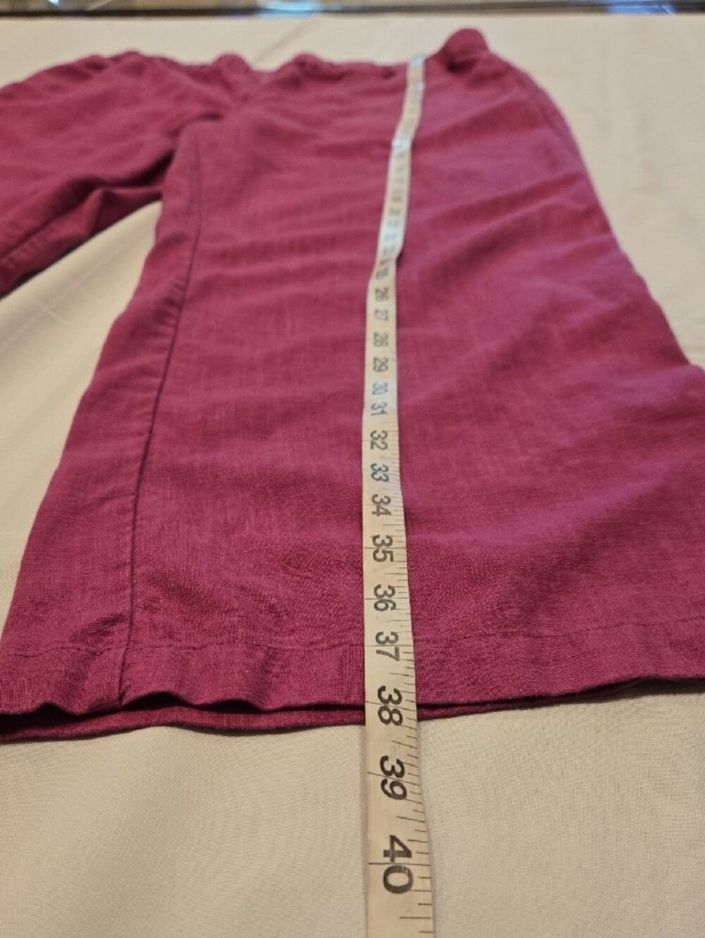 Soft Surroundings Raspberry Magenta Elastic-Waist Linen-Blend Pants - Picture 6 of 10